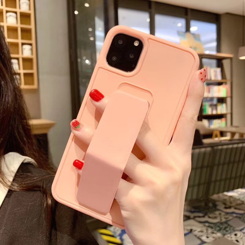 2 In 1 Candy Colour Phone Case Shockproof TPU Material Finger Grip Stand