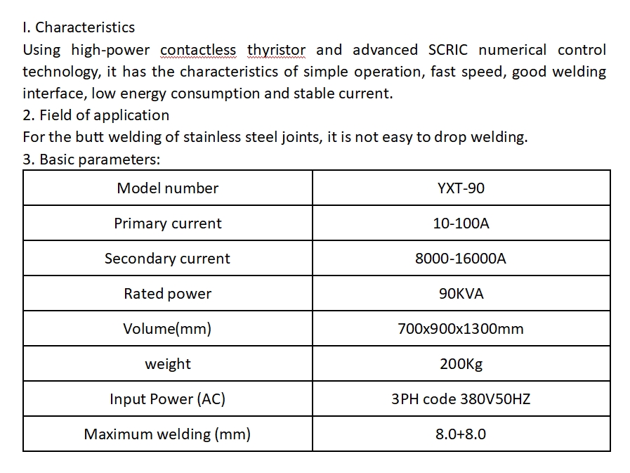 High Welding Speed YXT-90 Intermediate Frequency Automatic Air Pressure Welding Machine