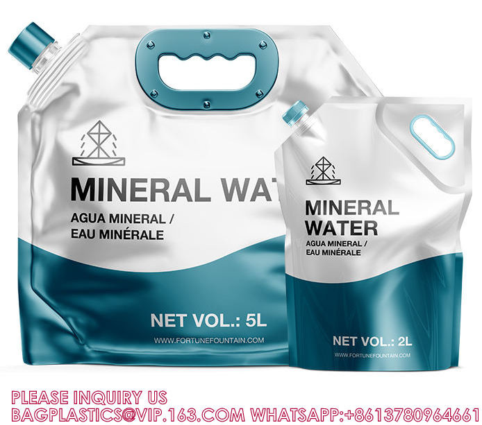 Custom Printing Spouted Aluminum Foil 1L 2L 2.5L 5L Kangen Water Liquid Refill Pouch Drinks Juice Packaging