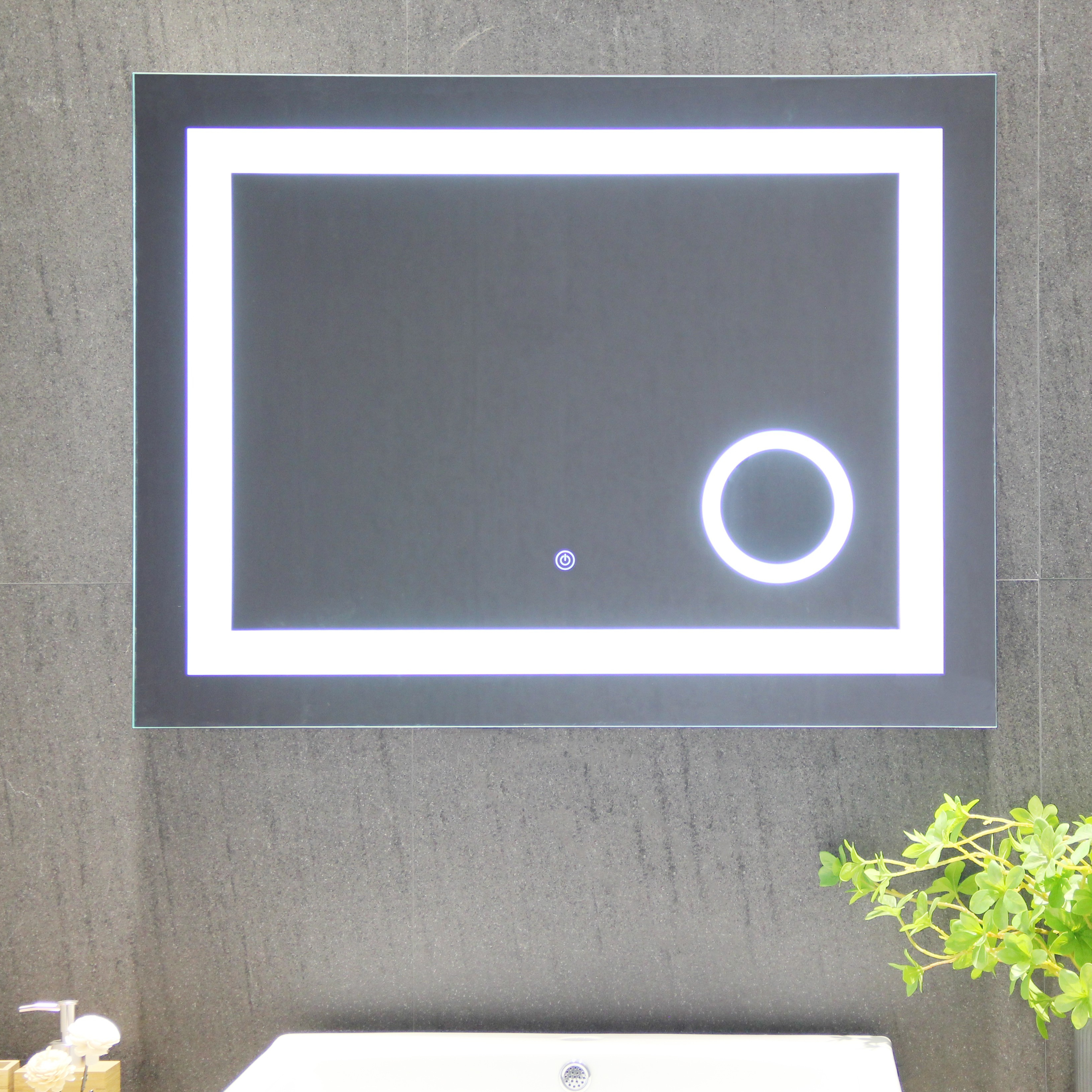 Smart Touch Sensor Anti-fog Led Mirror For Hotel Bathroom With Silver Lenses Material
