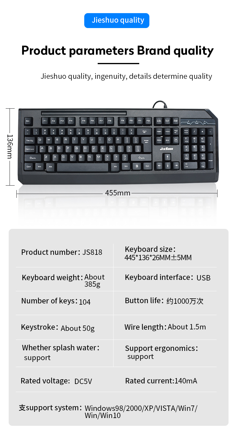 FCC Computer Desktop Accessories OEM Mechanical Keyboard And Mouse Combo