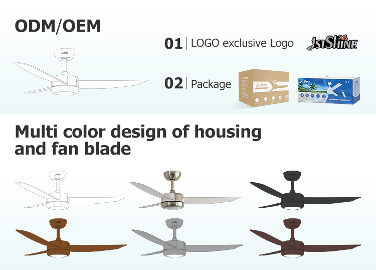 48 Inch ABS Blades LED Ceiling Fan with Colorful Design and 3 Color LED Lighting