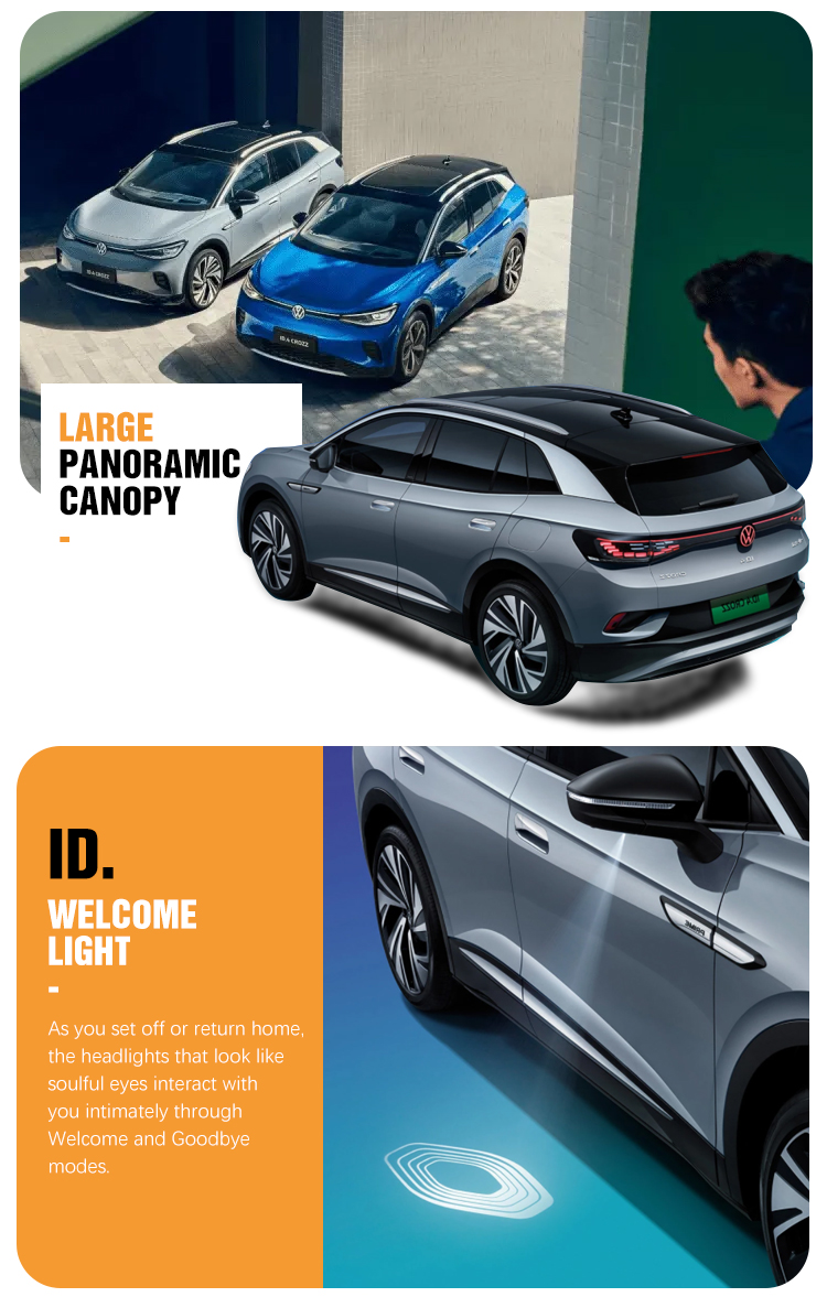 Electric Vehicle Gol Id4 2024 Golden Faw Volks-wagen ID4 X Ppro Crozz Prime UAE with Leather Seat Cover and 4 Wheel Drive