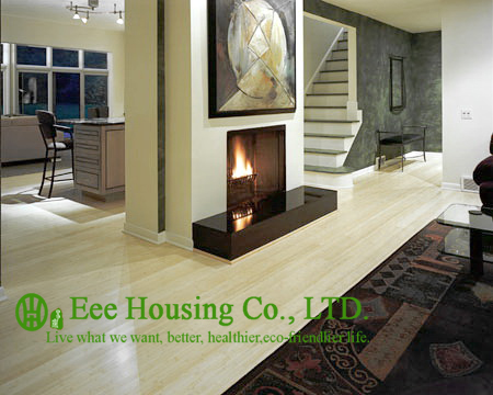 Natural Color Bamboo Flooring,Vertical-compressed Structure, General UV Varnish,4 sides micro bevel connection Coating