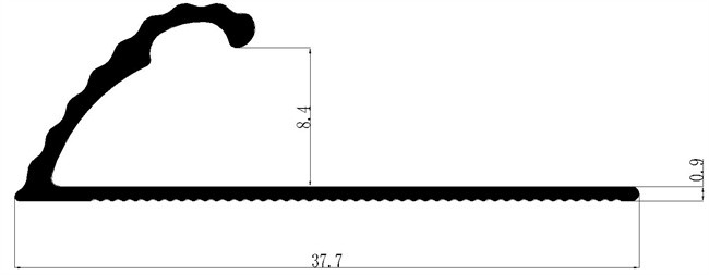 Decorative Aluminum Transition Strips For Carpet Shiny Black Fluted