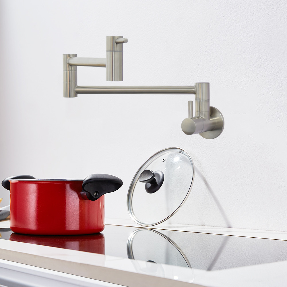Steel 304/316 material Wall Mount Folding 360 Swivel Double Joint Spout Kitchen Sink Water Tap Faucet Pot Filler