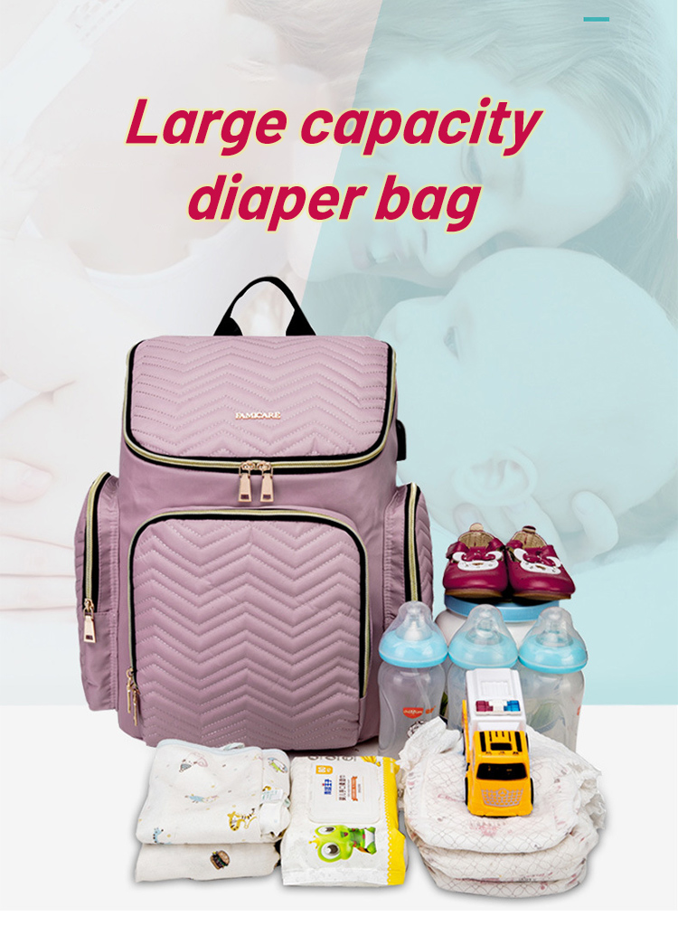 Embroidered Diaper Bag Backpack With USB