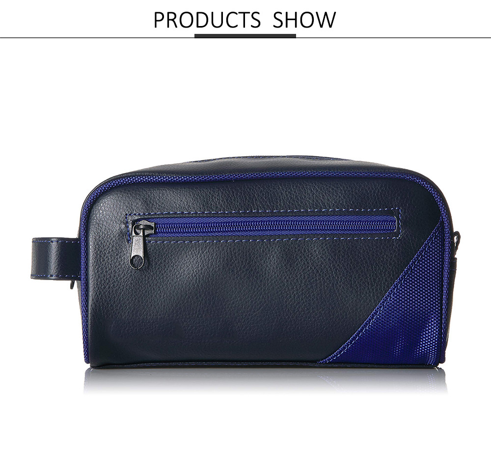 Zipper Closure Travel Leather Toiletry Bag For Men