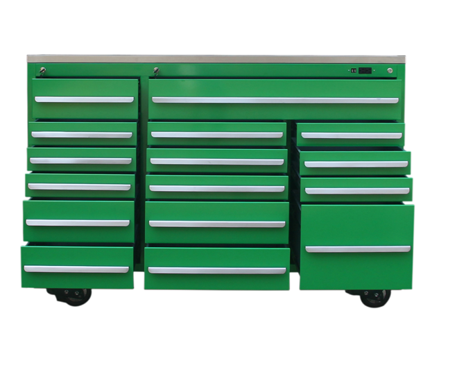 Car Repair Garage Workshop Tool Cabinet System with 15 Drawers and 72" Rolling Storage