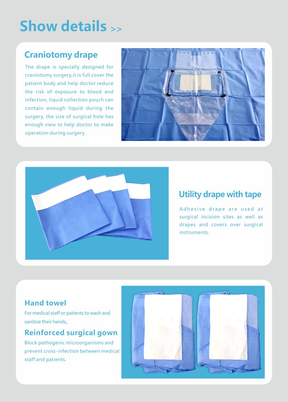 EO Sterilization Medical Disposable Sterile Craniotomy Packs with CE certification