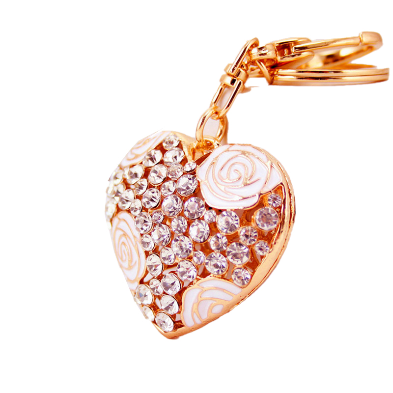 Heart Shaped Key Chain Ornaments 1.3 Inch Wide Crystal Irregular