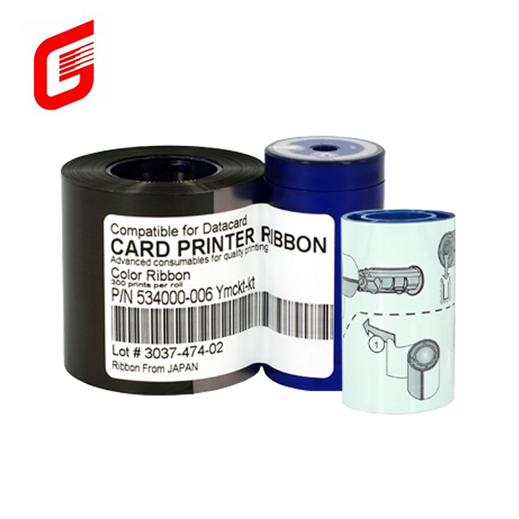 300 Prints Datacard CD800 Ribbon YMCKF-KT Fluorescent Ribbon Compatible with 534000-006