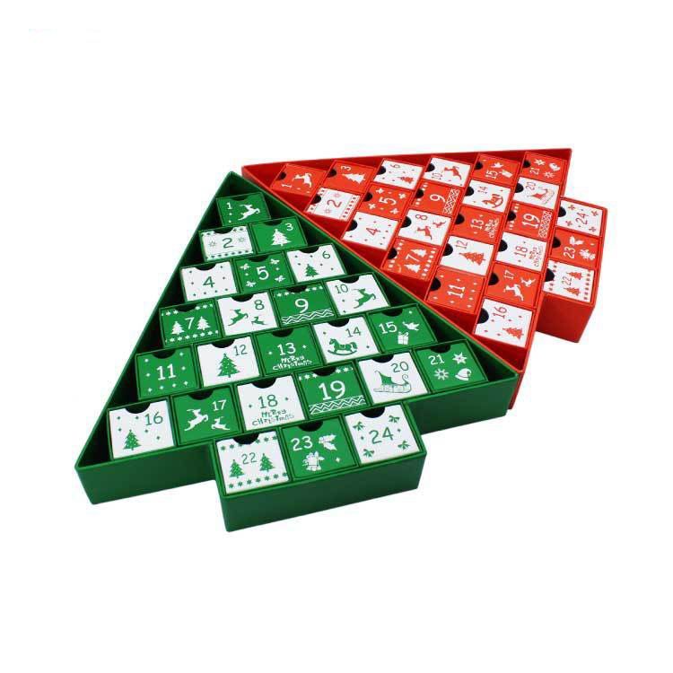 2025 New Custom Christmas Xmas Empty Advent Calendar Box Cosmetic Display Gift Packaging Drawer Box for Cosmetic Makeup Jewelry Beauty