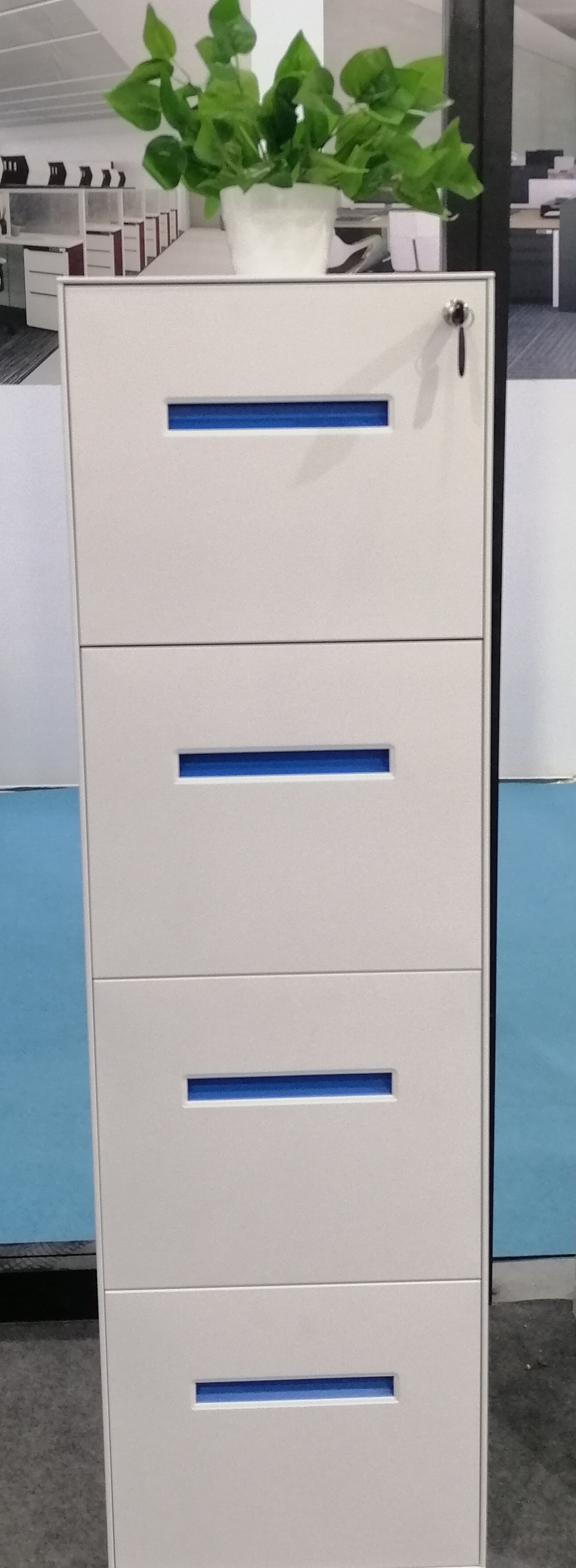 OEM ODM 5mm Edge Vertical 4 Drawer Filing Cabinet 0.6mm Thickness