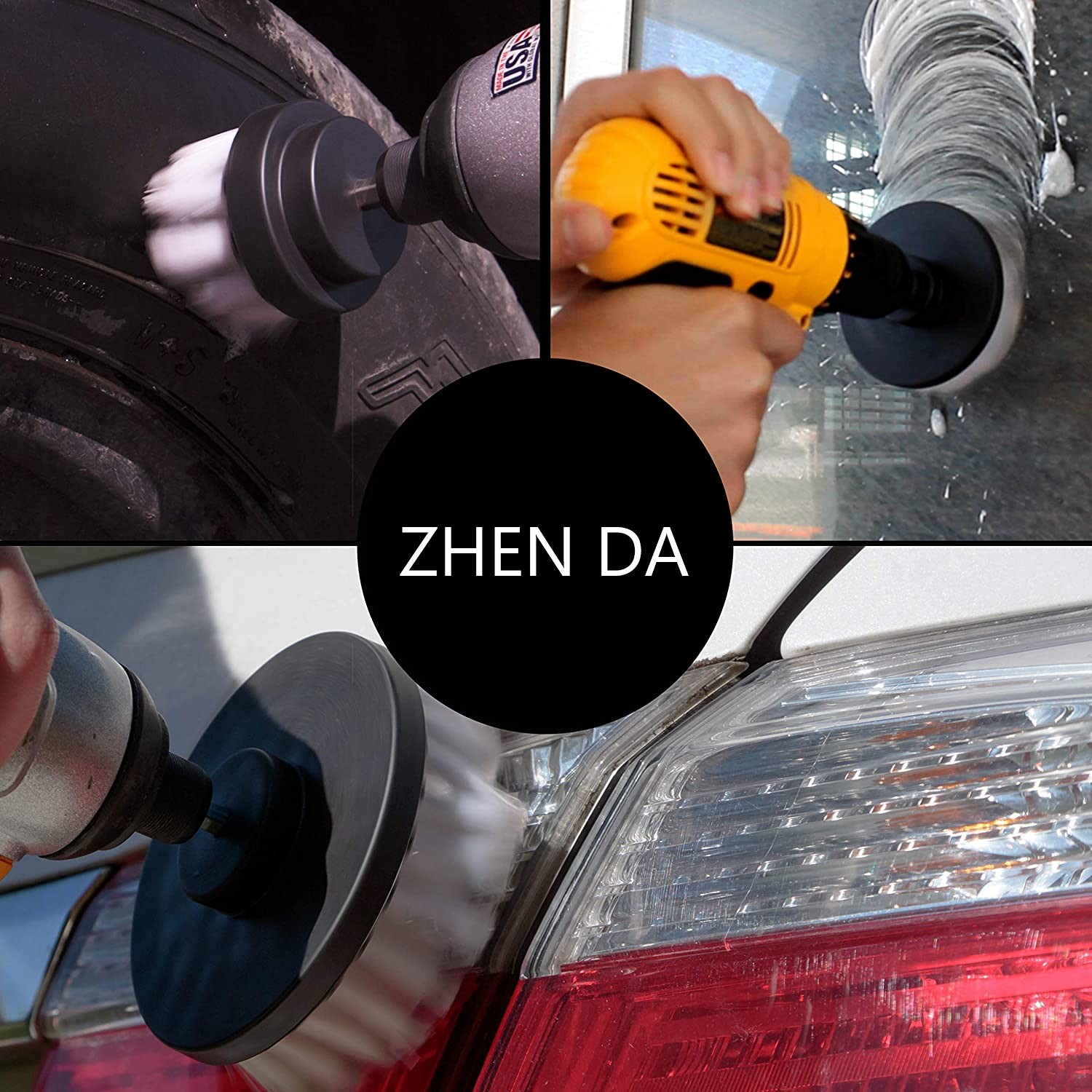 White Electric Extrusion Molding Scrubber Drill Brush Kit 3Pcs Household