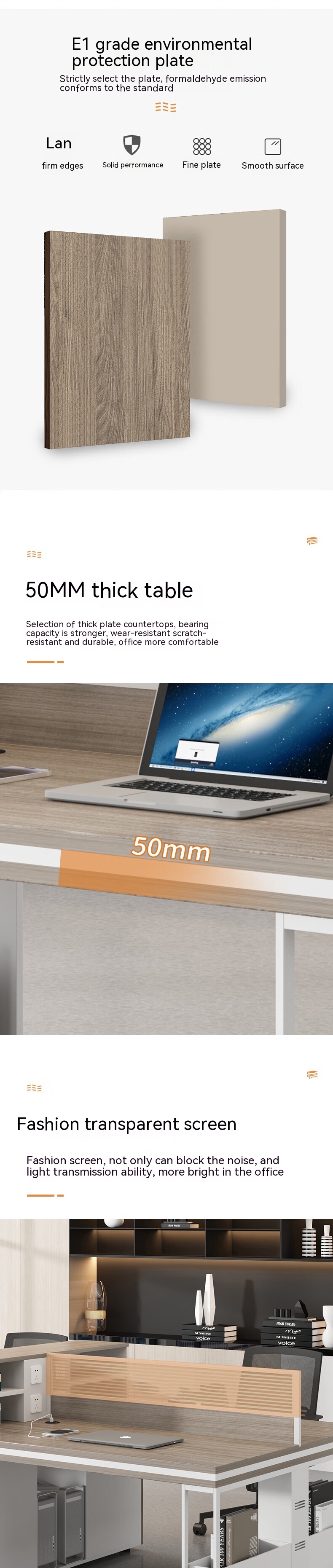 Employee Desktop Computer Table Multi-functional Office Desk and Chair for 4-6 People