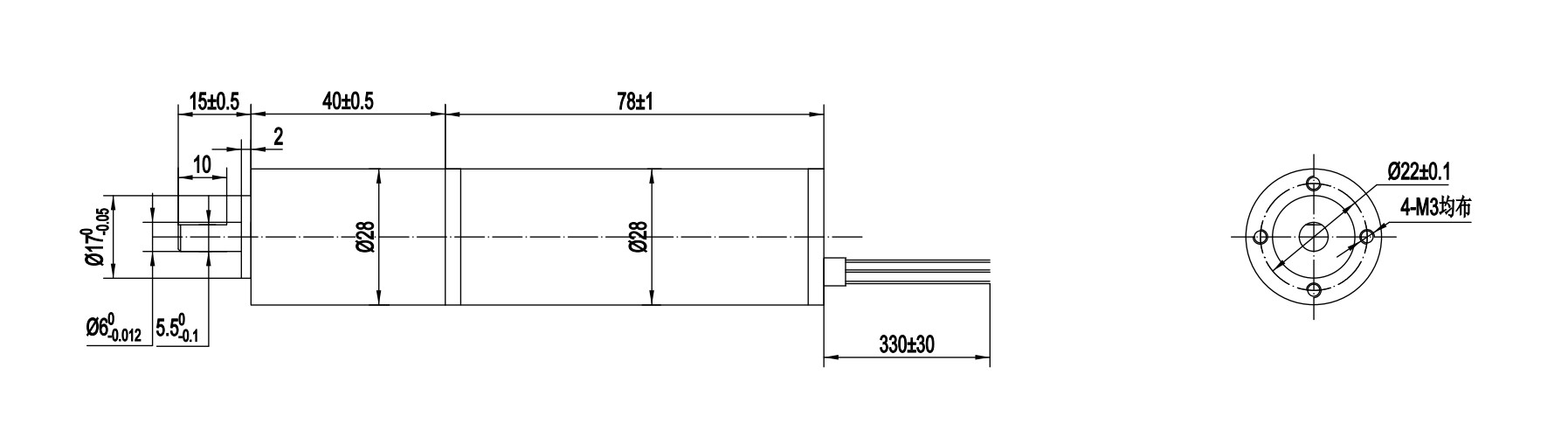 28BL03 Series Bldc Motor With 1:64 Reduction Ratio Gearbox 2N.M 48v 110rpm