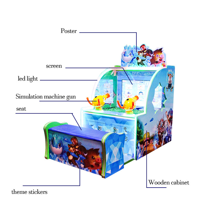 Coin Operated Kids Water Games Frozen Sharpshooter Water Shooting Machine With Seat