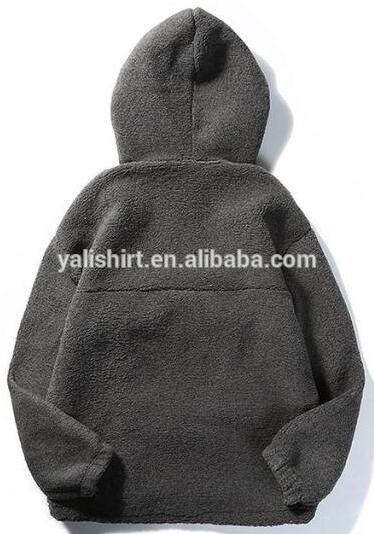 Blank Kangaroo Bag Mens Oversized Pullover Hoodie With Half Zipper Placket