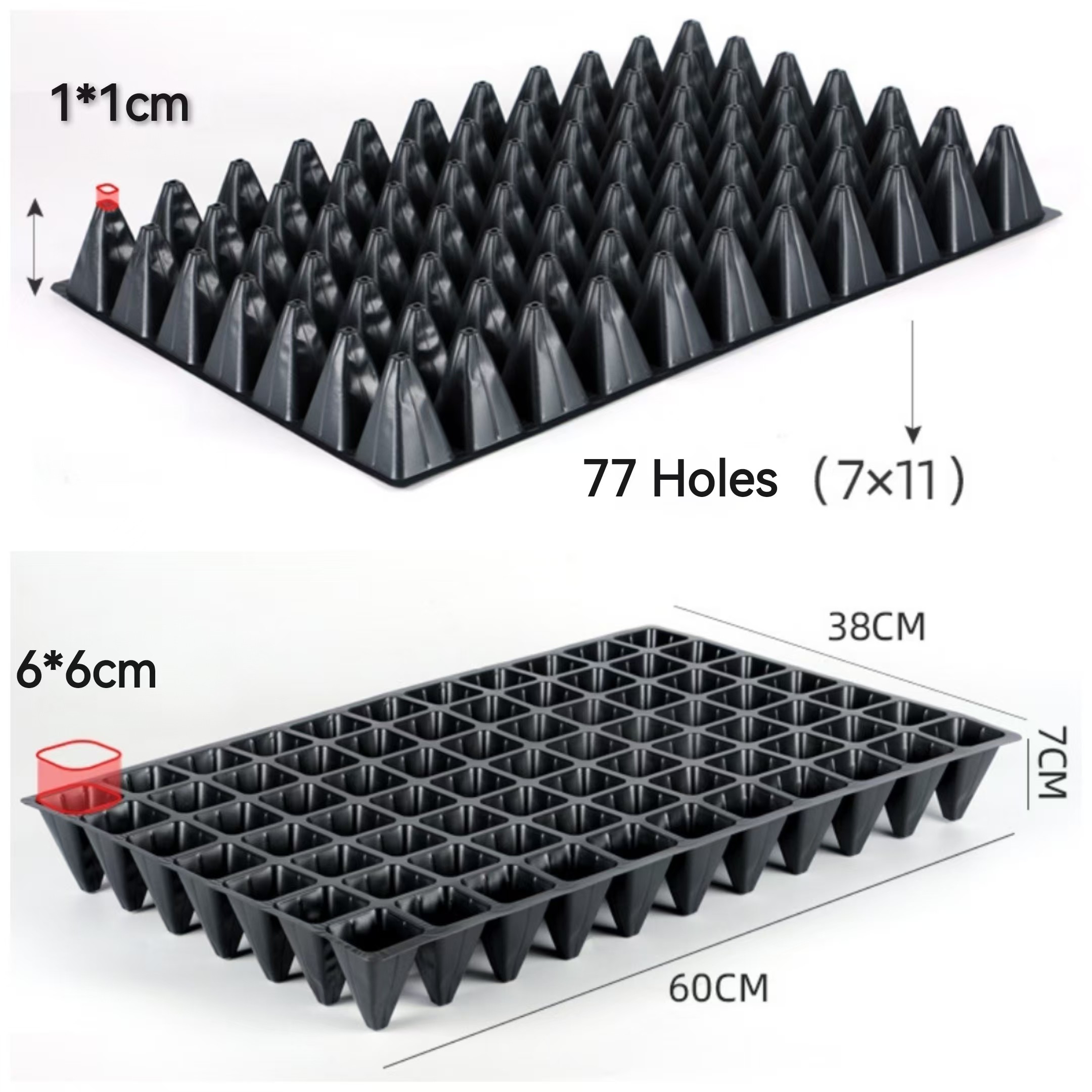 77 Cells Nursery Seedling Tray 1.5mm Thickness 150g Seed Starter Trays Plastic