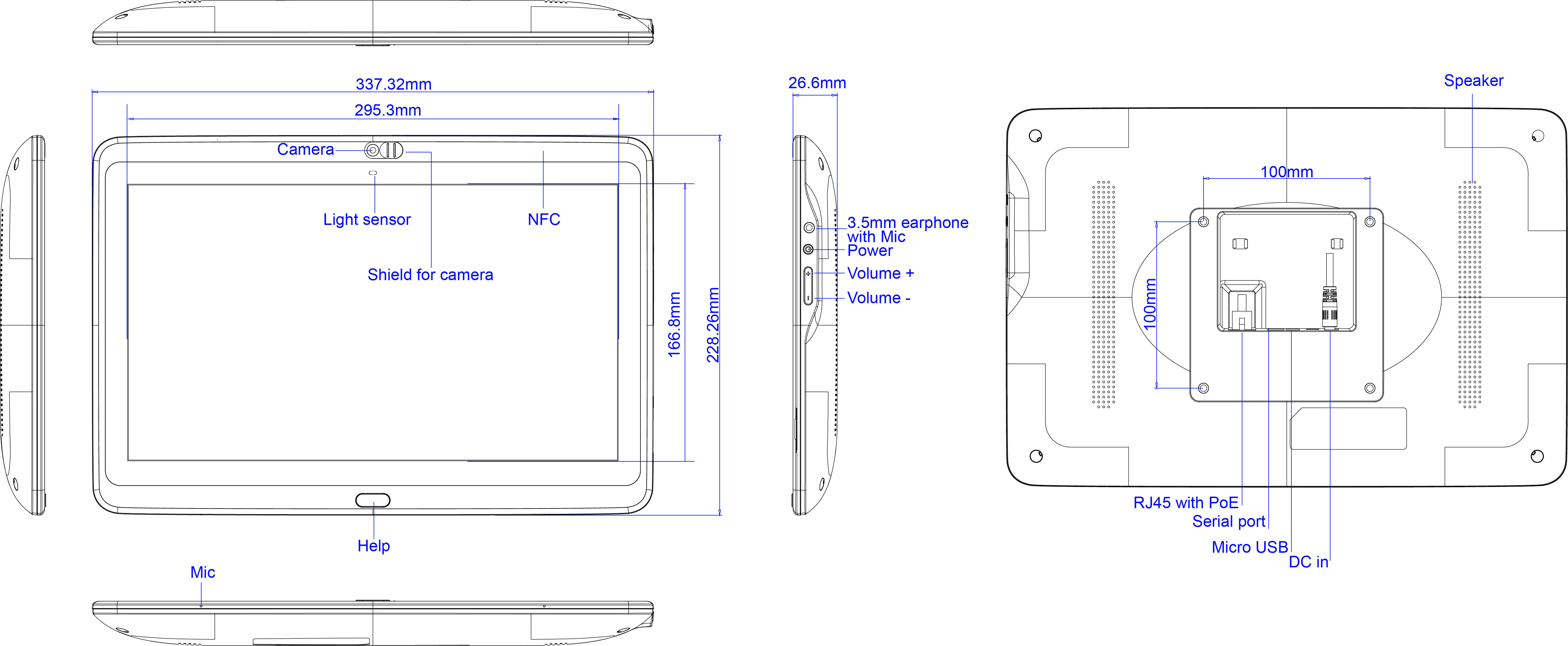 15.6 Inch FHD Medical Hospital Android Tablet PC Wall Mount POE NFC