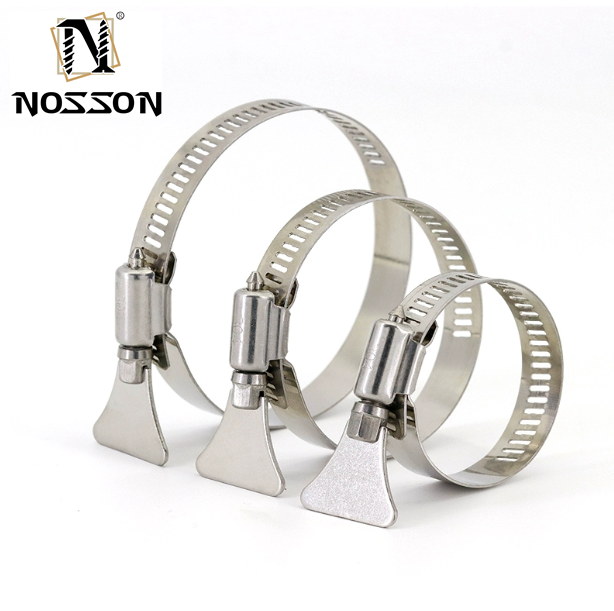 JIS Standard Gas Radiator Hose Clip Clamps with Butterfly Handle Plain Surface Durable Material Metric Measurement System