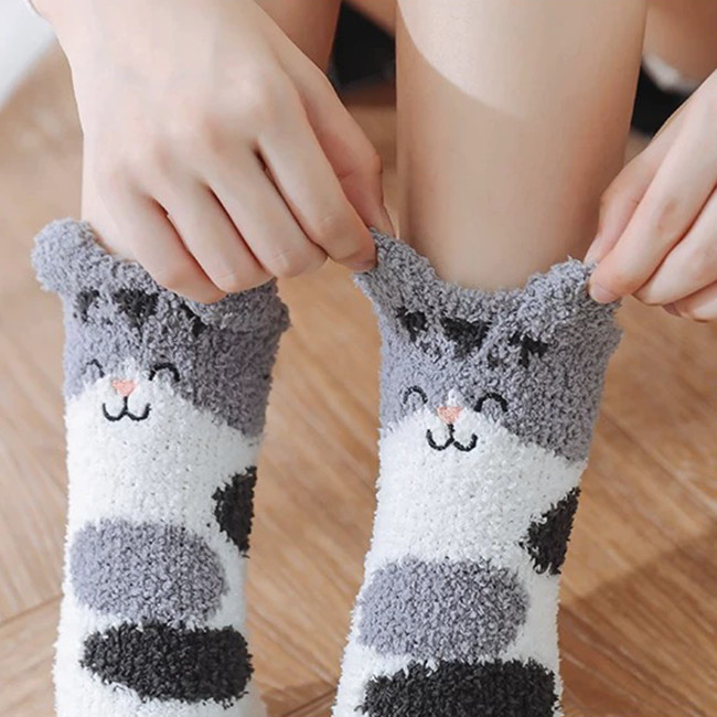 Thick Indoor Fuzzy Winter Warm Home Socks Cute Cartoon Animal Fluffy Socks