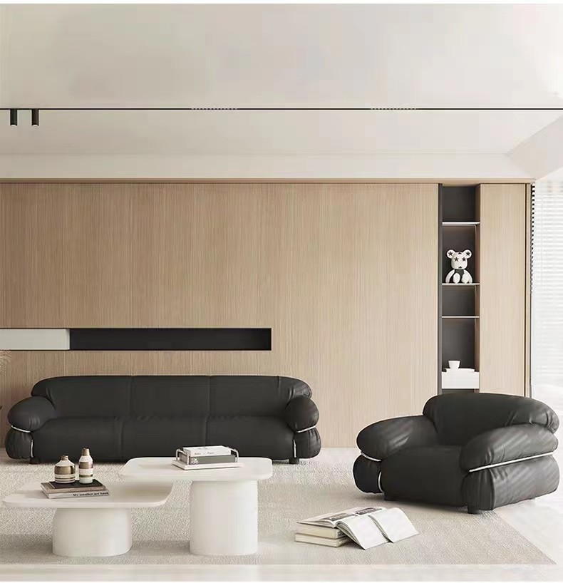 OEM Hotel Bedroom Furniture Fabric Single Black Sofa Chair Puffy Exterior Villa Living Room