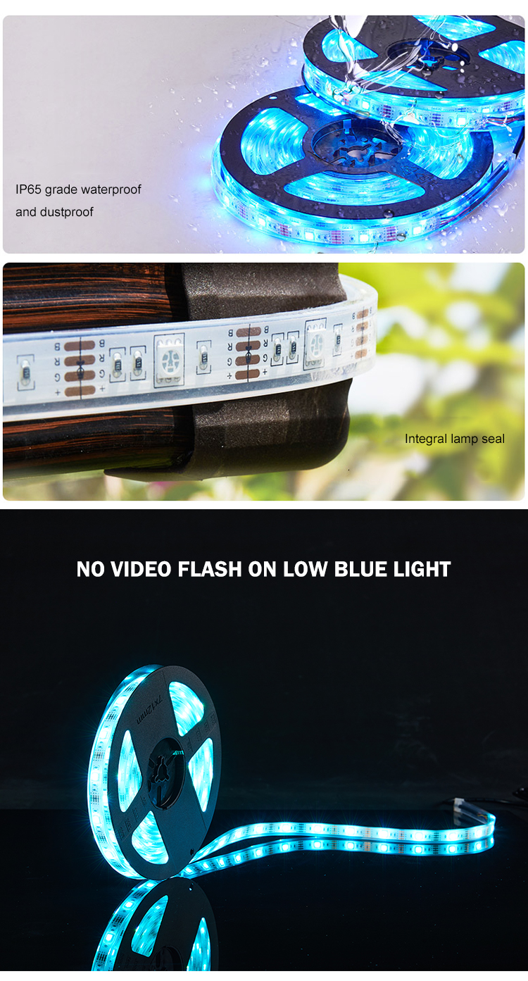 SMD 5050 Led Solar Powered Strip Lights Outdoor RGB Dimmable Light Match Music