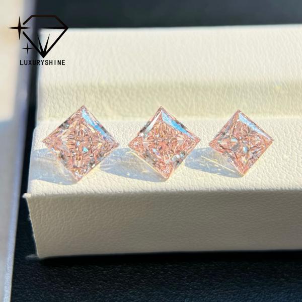 LuxuryShine 1-10CT Princess Shape Fancy pink Lab Grown Diamond VVS-VS Loose Diamonds Customized jewelry with IGI Certificate