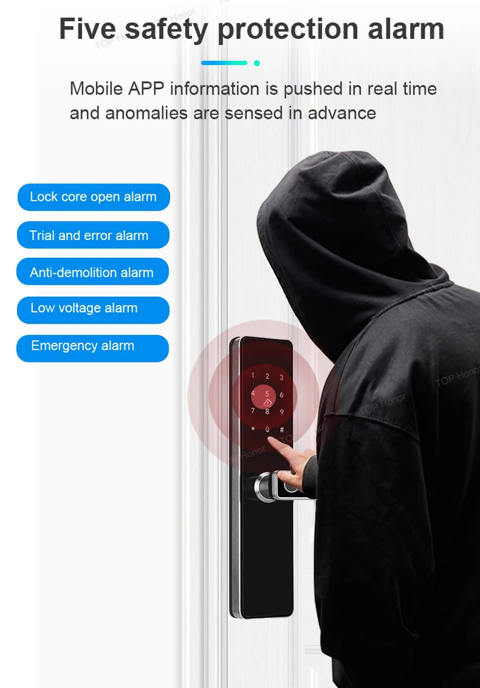 TH521 Aluminium Alloy Apartment Smart Door Lock TTLock Biometric Code Card Key Unlock