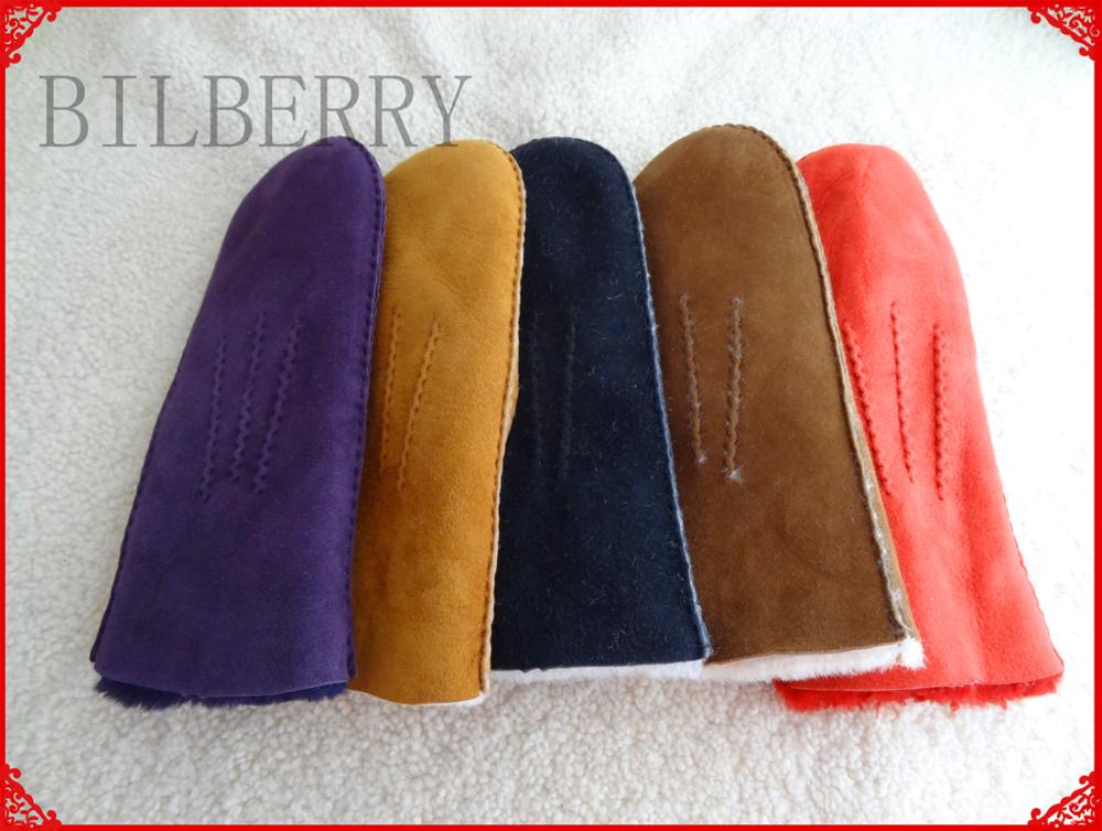 Lady Sheepskin Shearling Leather Mitten Gloves For Winter Fashion Designs