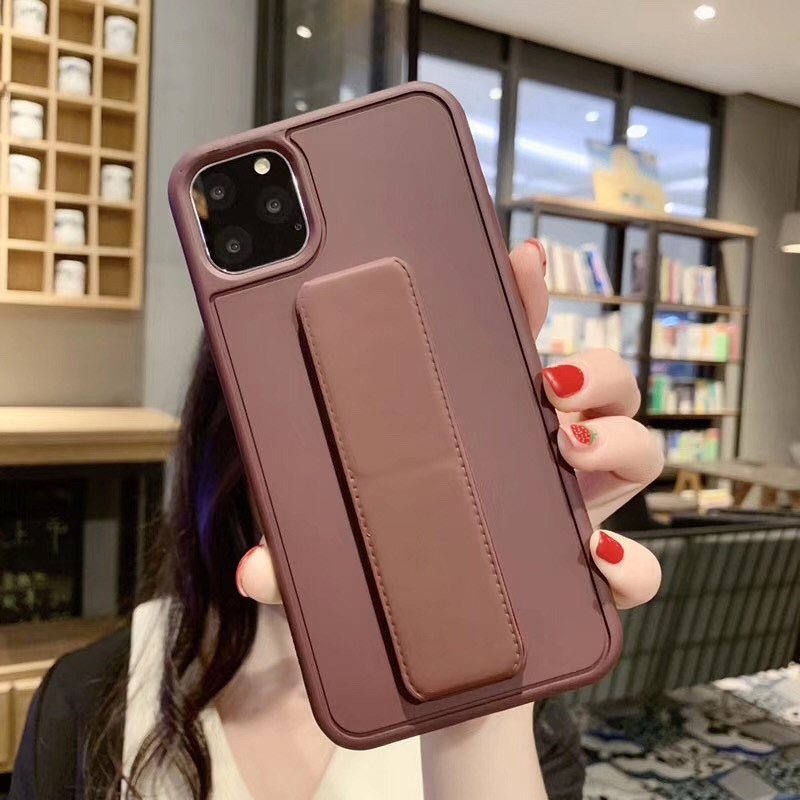 2 In 1 Candy Colour Phone Case Shockproof TPU Material Finger Grip Stand
