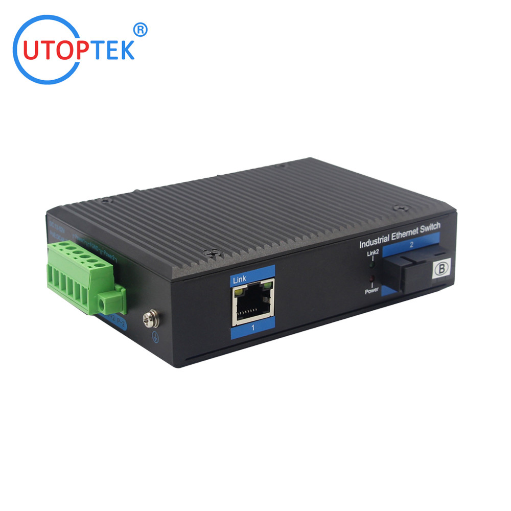 UT11G-SC20A/B 10/100/1000M 1fiber+1RJ45 unmanaged industrial media converter DIN Rail converter