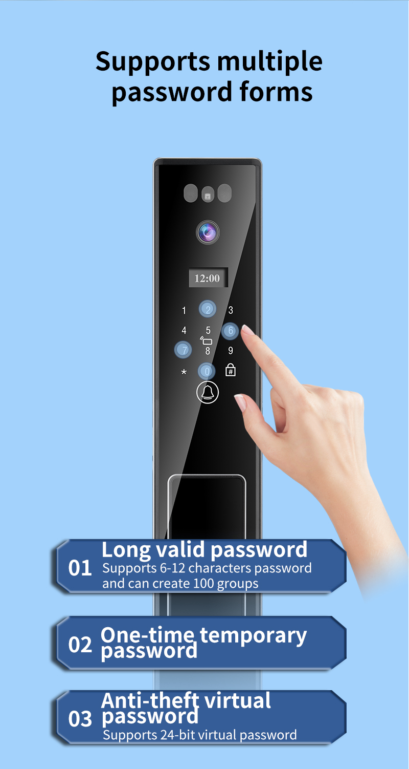 Digital 13 Languages Face Door Lock Tuya App With Video Intercom