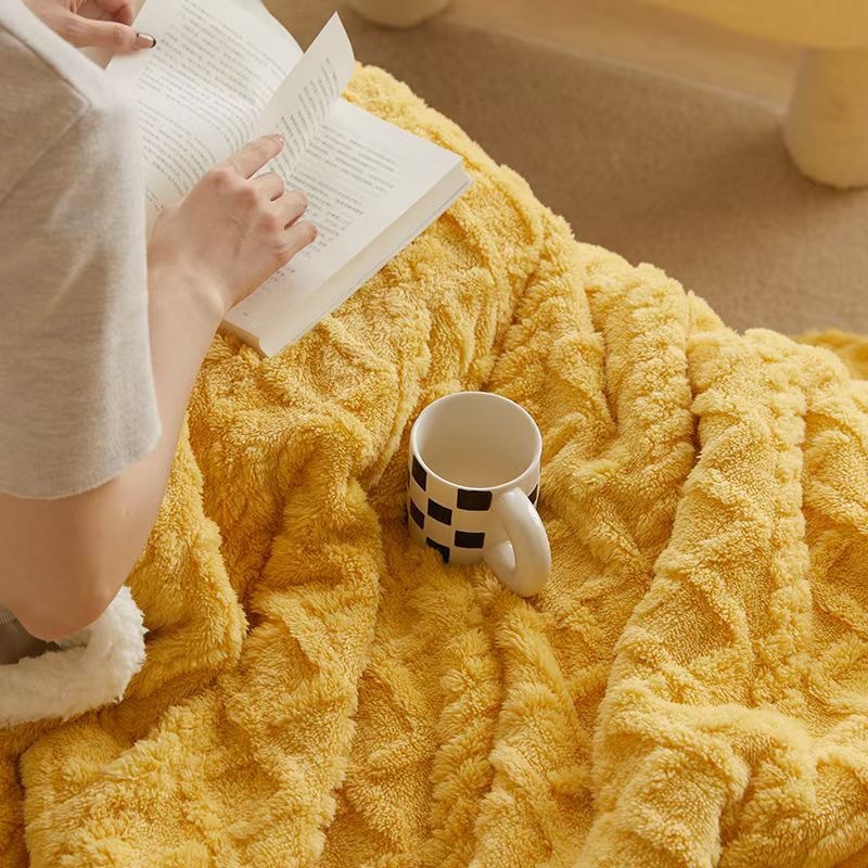 Blanket Solid Color Super Soft Thick Flannel Sherpa Fleece Blanket for Your Customer