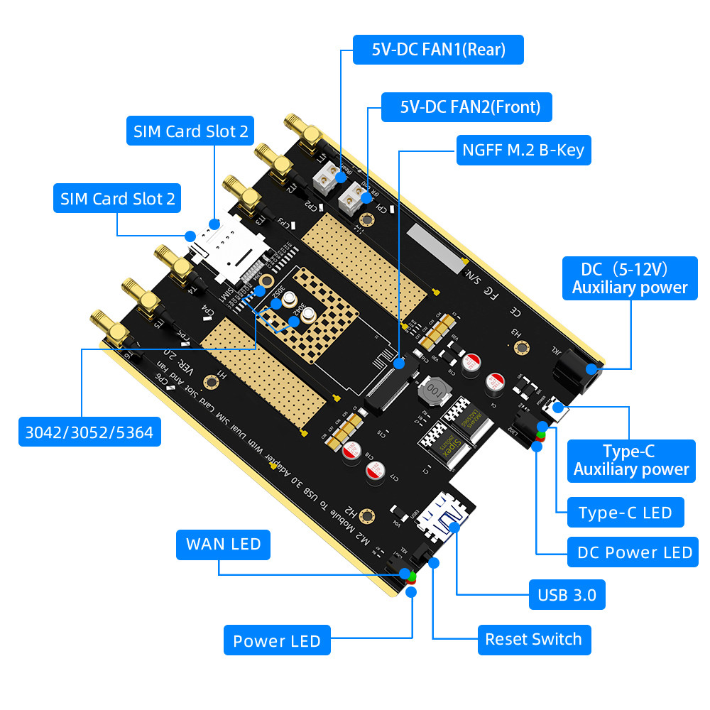 M.2 4G 5G Module To USB 3.0 Expansion Card NGFF Pcie Adapter