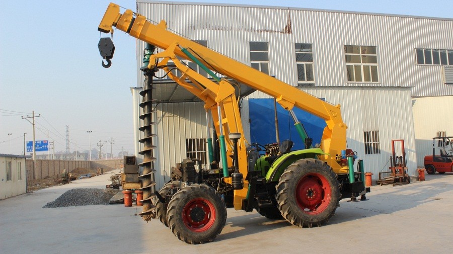 Latest and Unique DesignWD-1001Tractor Auger drill with crane,pole erection machine