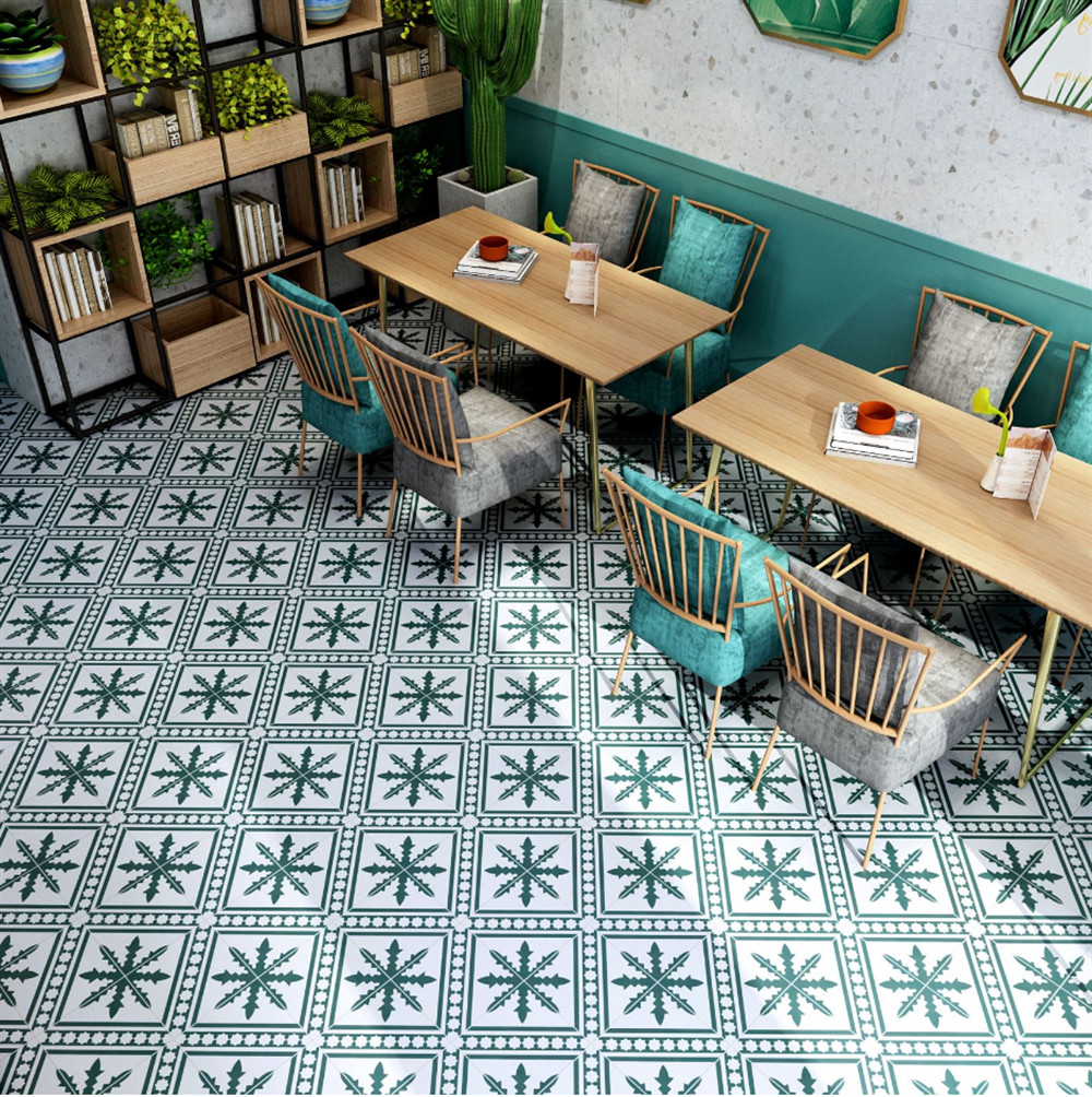 Green And Beige 200x200mm Indoor Floor Tile For Dining Room And scratch-resistant Ceramic Rustic Tiles For Living Room