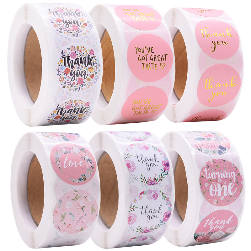 Synthetic Paper Waterproof Thank You Sticker Roll Flexographic Printing