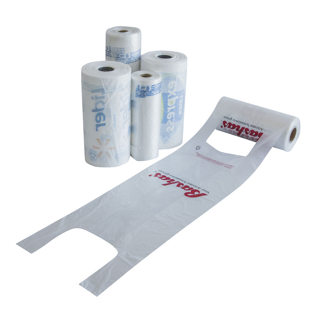 T Shirt Plastic Shopping Bags for Packaging on Roll, White Colour, HDPE Material
