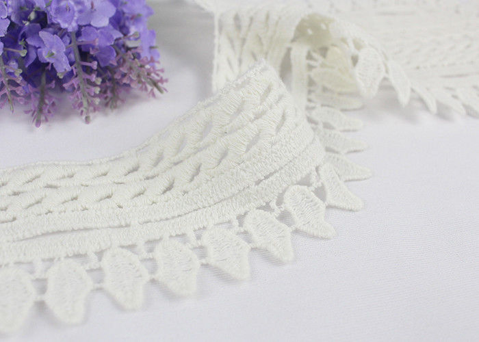 Cotton Embroidered Lace Neckline Applique Hollowed Out Trim For Couture Gown
