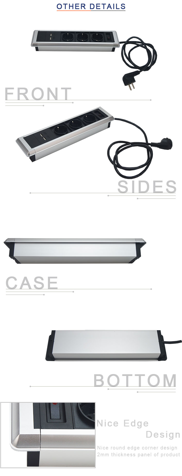 BNT New arrival partition table power socket with hidden screws for office room