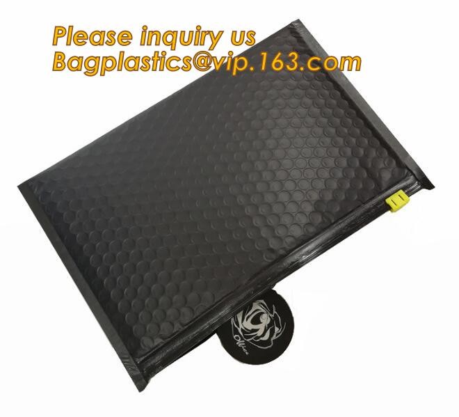 Holographic Factory Shiny gold Cosmetic bag Zipper Bubble Bag zip-lock Slider Padded Mailer metallic bubble zipper bagea