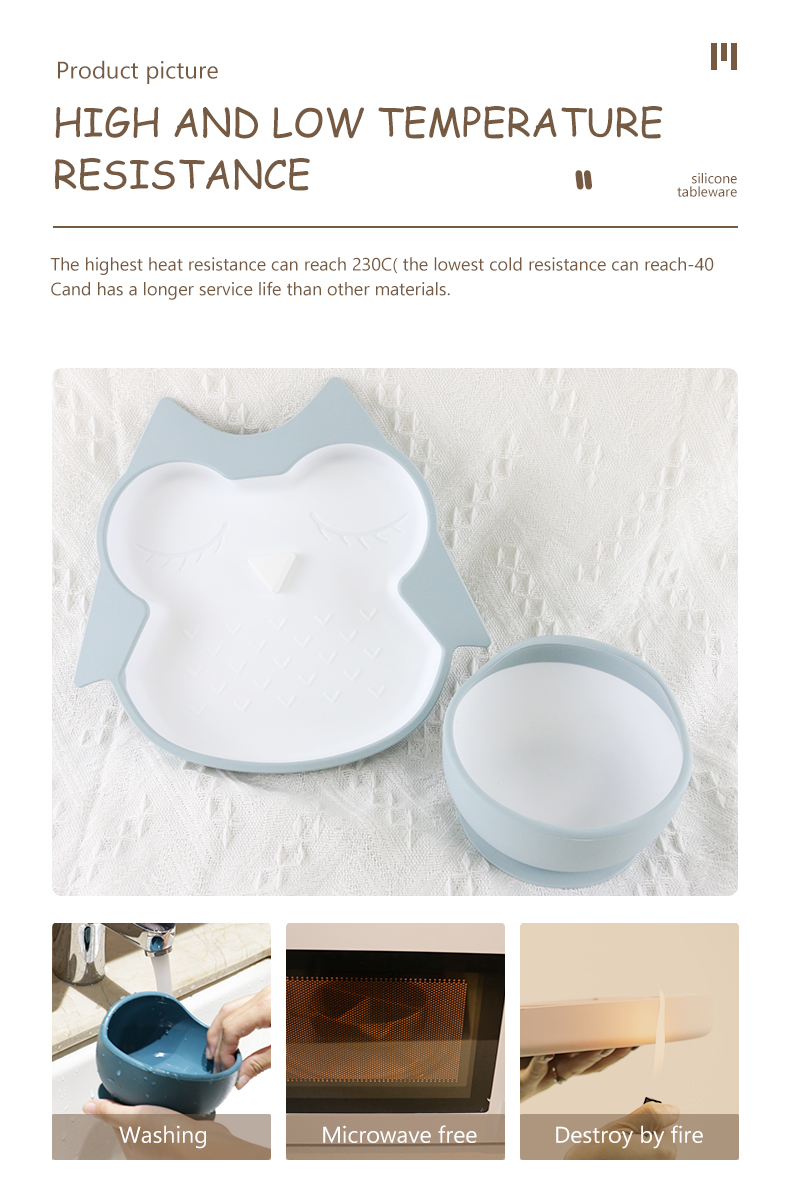 Custom BPA Free Baby Food Bowl Set , Food Grade Suction Baby Silicone Bowl