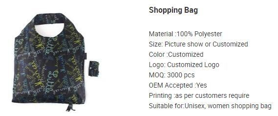 Promotion Custom Eco Friendly Sublimation Polyester Folding Shopping Bag,Promotional Sports Gym Sack Polyester Drawstrin