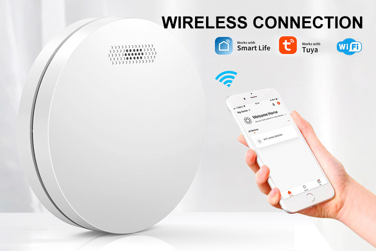 10 Year Battery 85 Decibel Wireless Tuya Wifi Fire Smoke Alarm Detector Smart Smoke Sensor Alarm