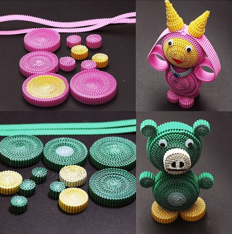 Colorful craft corrugated quilling paper for DIY toys / handcraft kids hand-craft diy material A4 size customer size