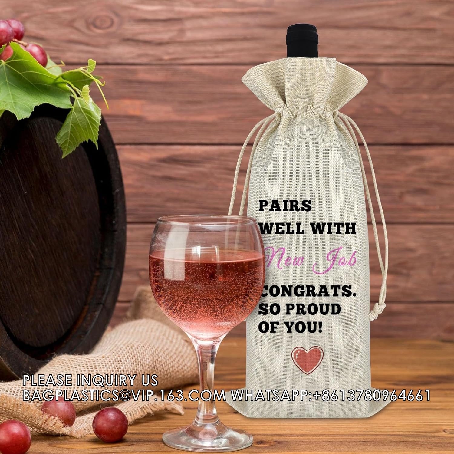 Wedding Wine Bag, Gift For Wedding Planning, Wedding Officiant, Wedding Host, Bride And Groom Wine Gift, Linen Wine