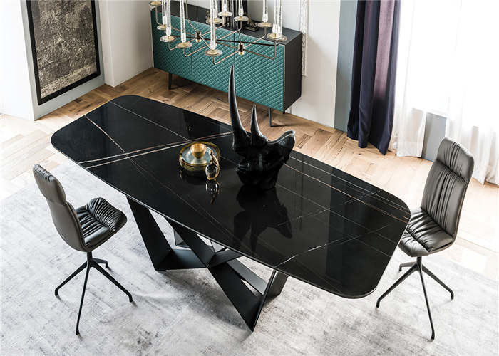 Modern Style Custom Made Furniture Marble Dining Table Rectangle Shaped
